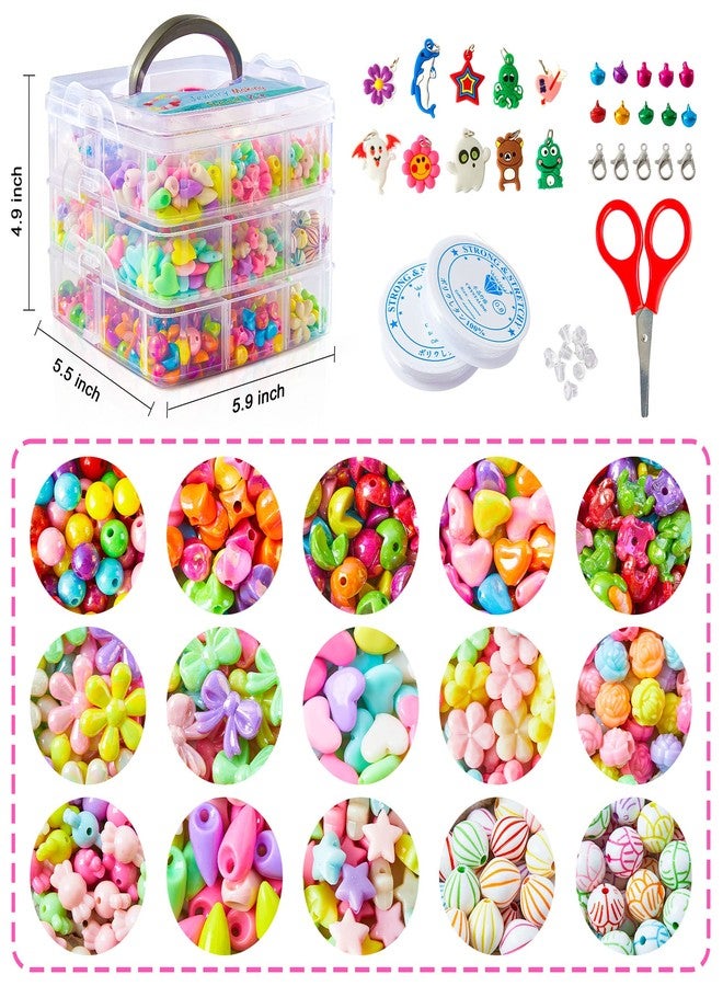 Inscraft Beads for Kids Crafts, 1100 Jewelry Making Kit Includes Scissor, String, Instruction and Accessories for Bracelet Making, Toys for Girls by Inscraft - Image 2
