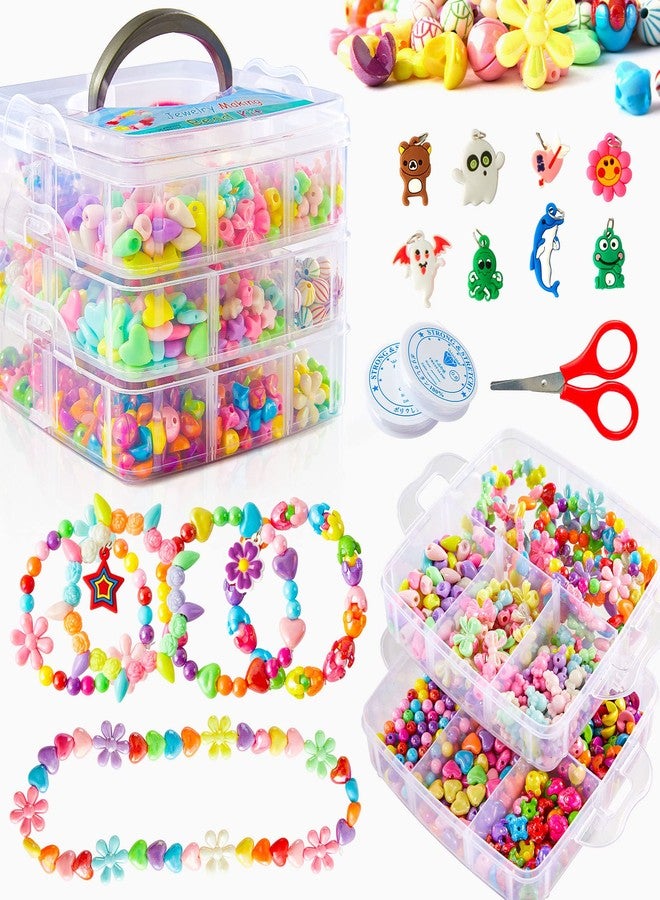 Inscraft Beads for Kids Crafts, 1100 Jewelry Making Kit Includes Scissor, String, Instruction and Accessories for Bracelet Making, Toys for Girls by Inscraft - Image 1
