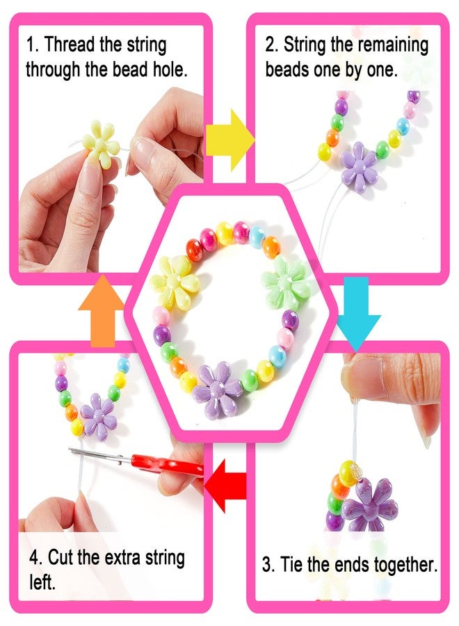 Inscraft Beads for Kids Crafts, 1100 Jewelry Making Kit Includes Scissor, String, Instruction and Accessories for Bracelet Making, Toys for Girls by Inscraft - Image 5