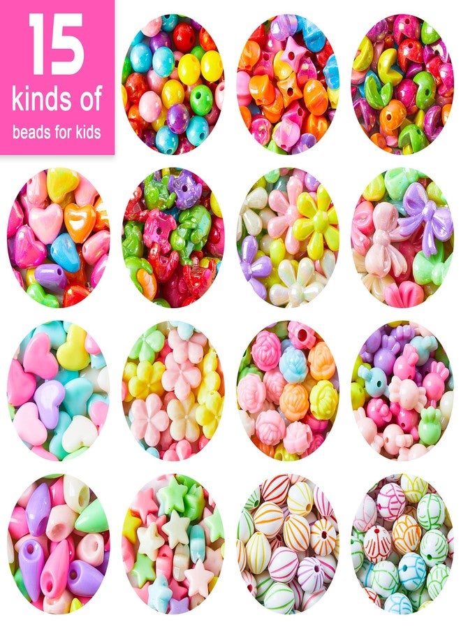 Inscraft Beads for Kids Crafts, 1100 Jewelry Making Kit Includes Scissor, String, Instruction and Accessories for Bracelet Making, Toys for Girls by Inscraft - Image 3
