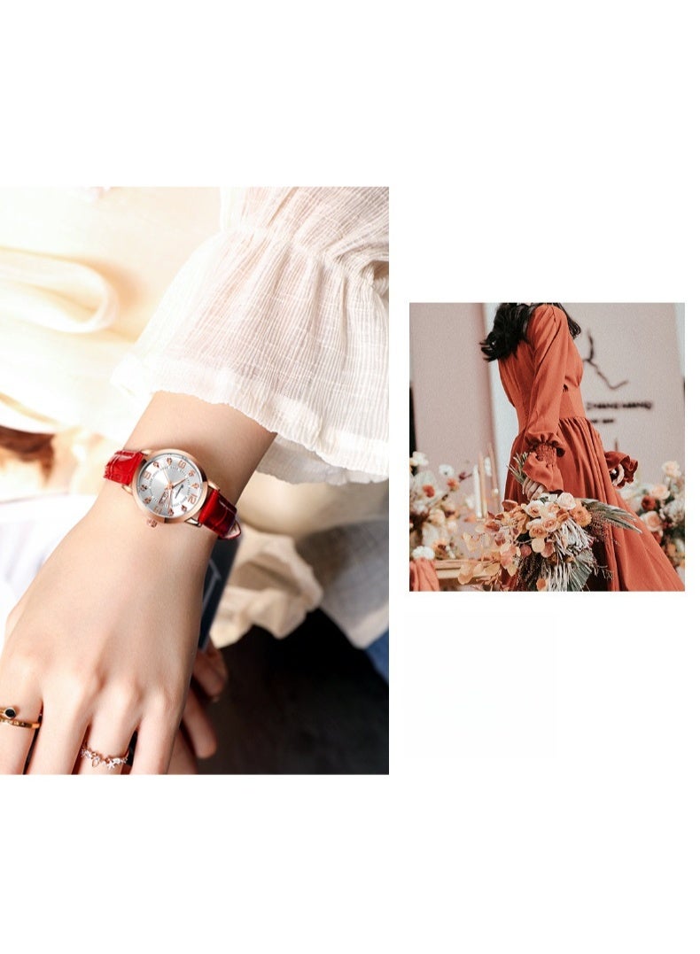 BONARGER Women's Premium Leather Waterproof Luminous Quartz Watch With A Luxurious Feel. - Image 2