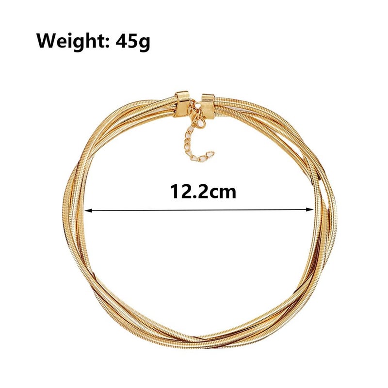 Uarein Chunky Gold Statement Choker Neckalce for Women Layered Snakebone Chain Collar Necklace Twist Wrap Stainless Steel Choker Punk Aesthetic Jewelry Gifts (Gold) - Image 3