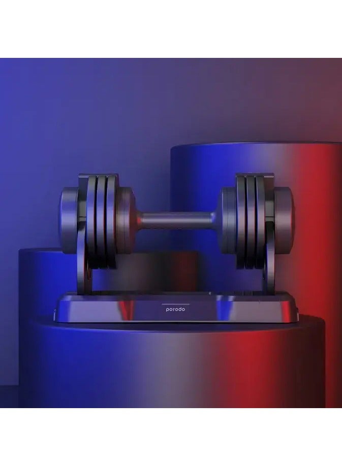 porodo 55 LB Single Adjustable Smart Dumbbell - Black - Image 4