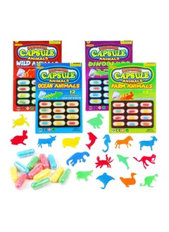 SYOSI 48 Pcs Magic Grow Capsules Water Growing Animal Toys, Dinosaur Dino Sea Creature Capsules Bath Expanding Foam Animal Toy for Patry Favors, (4 Set)