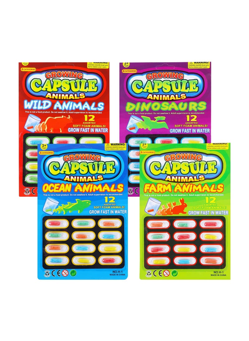 SYOSI - SYOSI 48 Pcs Magic Grow Capsules Water Growing Animal Toys, Dinosaur Dino Sea Creature Capsules Bath Expanding Foam Animal Toy for Patry Favors, (4 Set) - Image 1