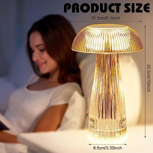 XERGY Crystal Jellyfish Shape LED Table Lamp, Touch Control with Colors Changing and USB Rechargeable Night Light for Kids Nursery, Home Decor (Warm White, Cool White, Netural Light) - Image 3