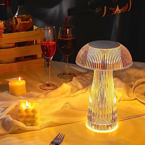XERGY Crystal Jellyfish Shape LED Table Lamp, Touch Control with Colors Changing and USB Rechargeable Night Light for Kids Nursery, Home Decor (Warm White, Cool White, Netural Light) - Image 2