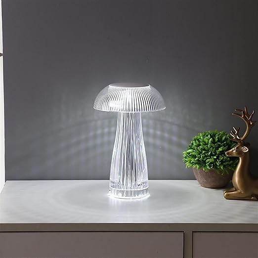 XERGY Crystal Jellyfish Shape LED Table Lamp, Touch Control with Colors Changing and USB Rechargeable Night Light for Kids Nursery, Home Decor (Warm White, Cool White, Netural Light) - Image 1
