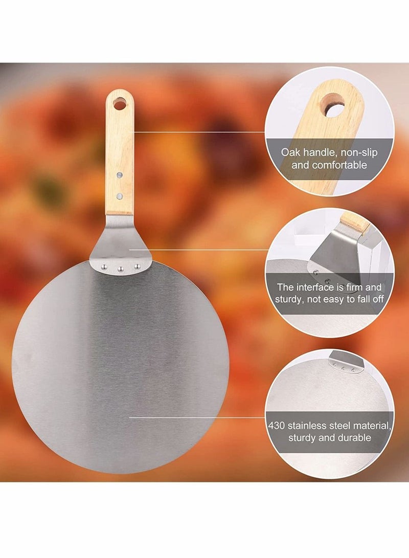 NIBEMINENT Stainless Steel Pizza Peel, 10 Inch Round Heat-resisting Paddle with Non-Slip Wood Handle, Peel Pad Spatula for Baking Homemade and Bread, 1 Pcs  - Image 5