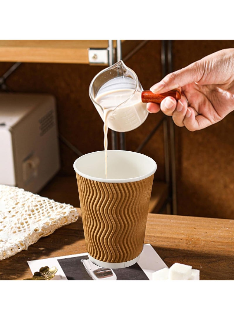 Mmmon 12 oz Disposable Coffee Cups with Lids, 50Pack Insulated Hot Cups To Go Paper Coffee  Corrugated Ripple Wall Cupfor Hot Drink, Office, Coffee Bar (Champagne) - Image 4
