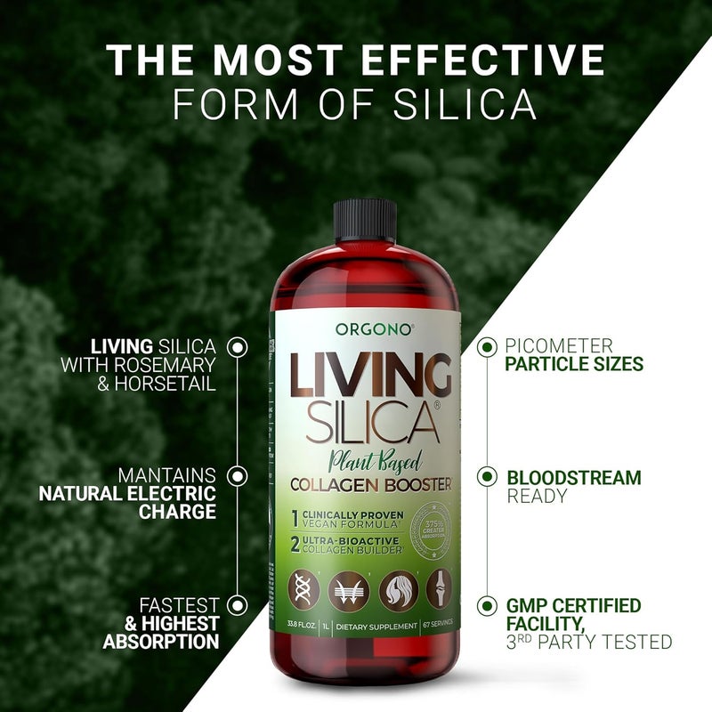 Orgono Living Silica PlantBased Collagen Booster  Horsetail Extract  Rosemary  Supports Collagen  Elastin for Joint  Bone Health Glowing Skin Strong Hair  Nails  3385 Fl Oz - Image 4