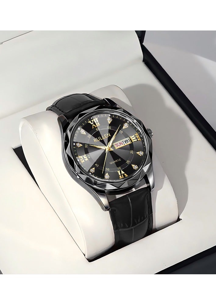 Men's watch waterproof dual calendar night light atmospheric men's watch