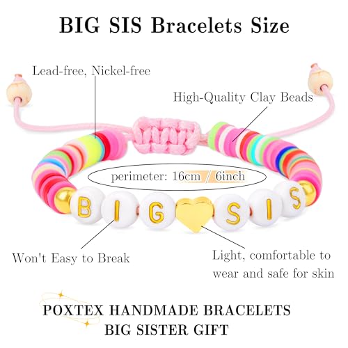 Poxtex Big Sister Bracelet for Daughter, Colorful Big Sister Outfits Shirts Bracelet Girls' Charm Bracelets Toddler Jewelry Birthday Gifts for Girls First Day of School Gift for Kindergarten Preschool First Second Grade - Image 5