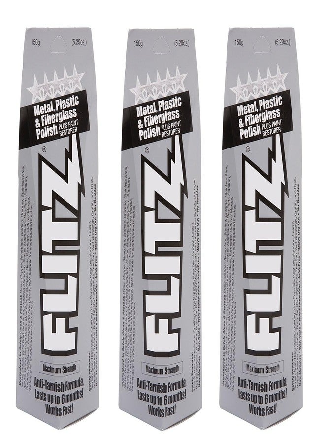 Flitz Multi-Purpose Metal Polish Paste - 5.29oz Tube of USA-Made Chrome Polish - Works on Stainless Steel, Aluminum, Plastic, Jewelry and Cars - Non-Abrasive Cleaner & Rust Remover (3 Pack) - Image 1