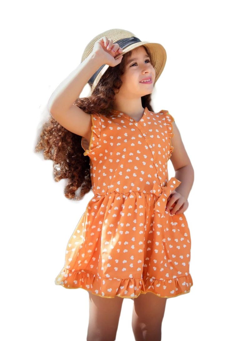 Girls Line Orange Dress - Image 1