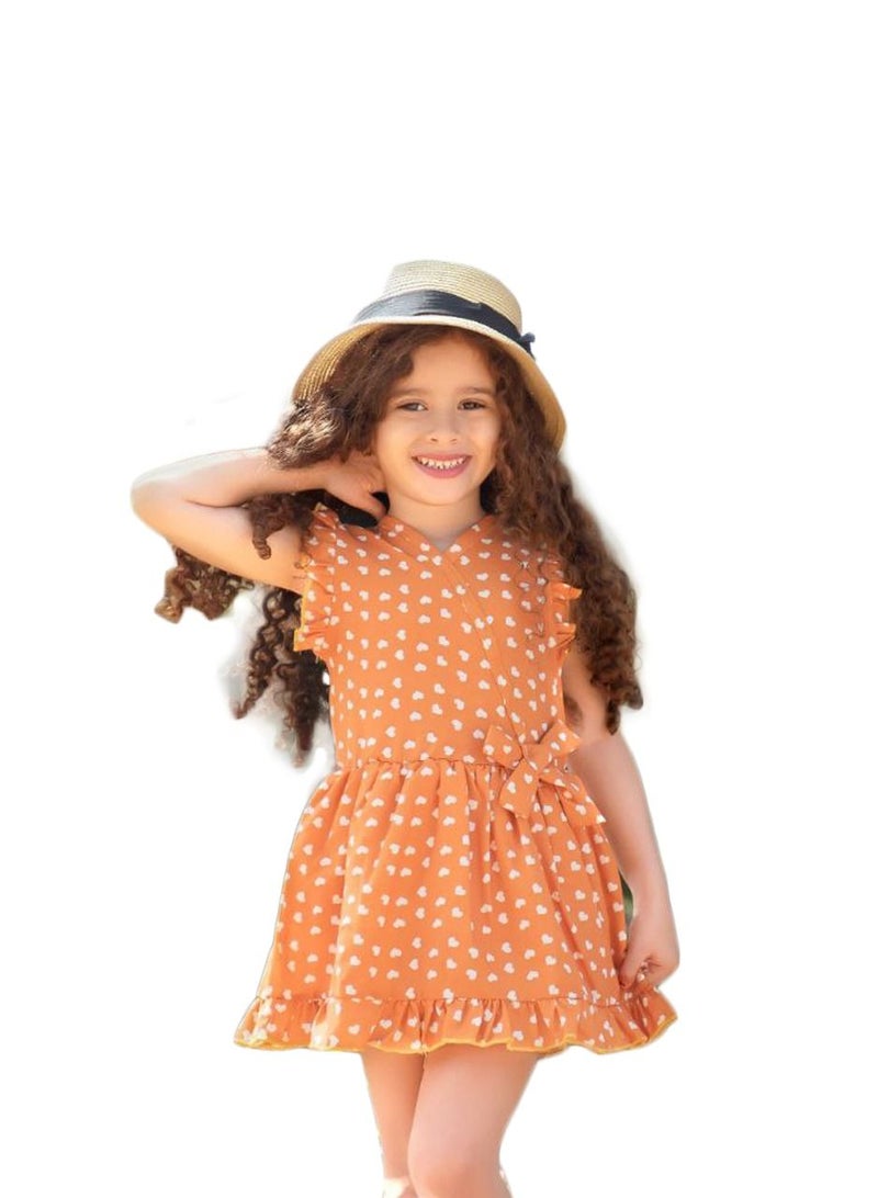 Girls Line Orange Dress - Image 2