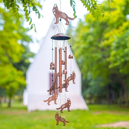 EZTZEN Wolf Wind Chimes for OutsideWolf Gifts for WomenMenSympathy GiftMemorial GiftsBirthday Festival Metal windchimes OutdoorsIndoorsPatioGarden DecorHomePorchYard Decor - Image 3