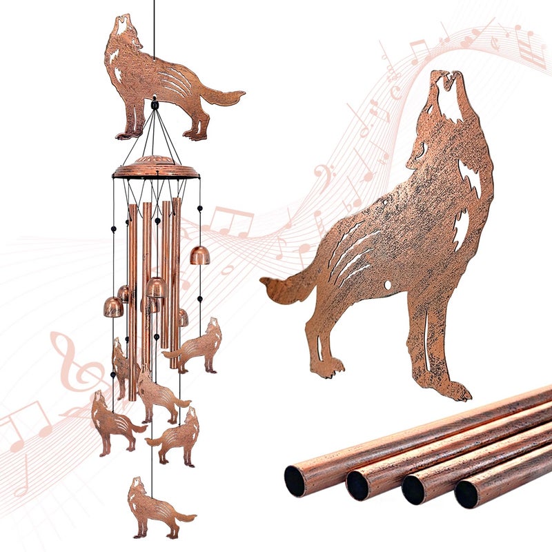 EZTZEN Wolf Wind Chimes for OutsideWolf Gifts for WomenMenSympathy GiftMemorial GiftsBirthday Festival Metal windchimes OutdoorsIndoorsPatioGarden DecorHomePorchYard Decor - Image 2