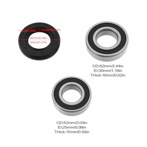 Briny River 1 Set Washing Machine Ball Bearing and Seal Kit 6205-2RS 6206-2RS 35x62x11/12.5mm Repair Kit Compatible with Samsung - Image 4