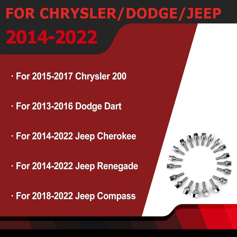 FEXON Wheel Lug Bolts/Wheel Studs M12-1.25 for Jeep Compass, Cherokee, Renegade, Chrysler 200, Dodge Dart - 20PCS - Image 5