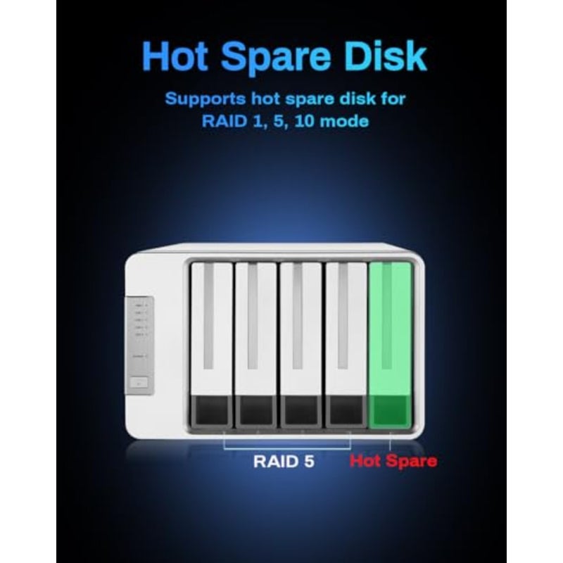 D5-310 5-Bay Hardware RAID Enclosure, USB-C, 120TB, Diskless RAID 5/0/1/10 and hot spare, up to 120TB and 220MB/s, plus temperature-controlled cooling and free backup software. - Image 4