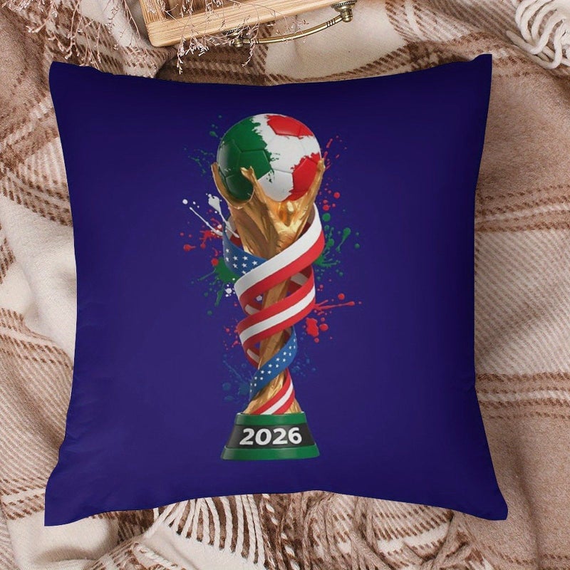 Official Style Soccer Pillowcase 45cm With American Flag Stripes Navy Blue Zipper Closure Machine Washable Polyester - Image 5