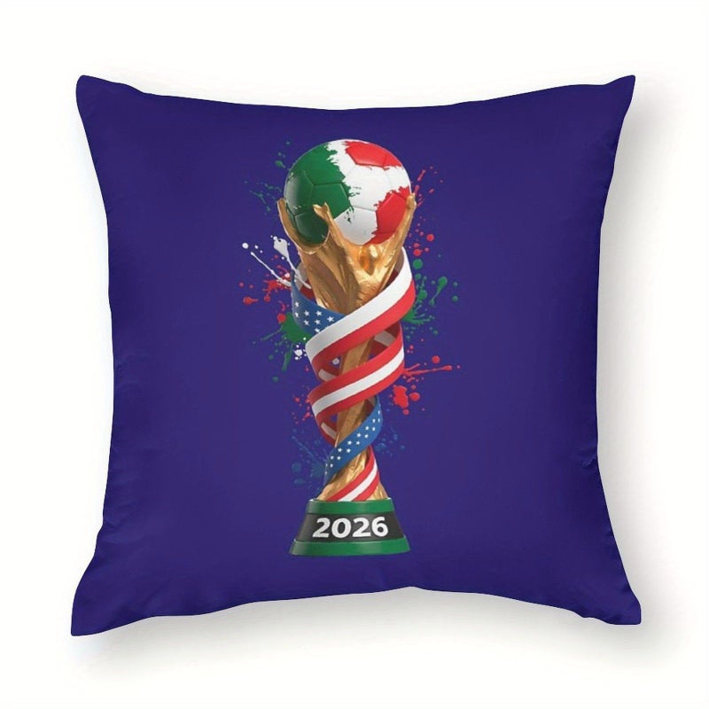 Official Style Soccer Pillowcase 45cm With American Flag Stripes Navy Blue Zipper Closure Machine Washable Polyester - Image 2