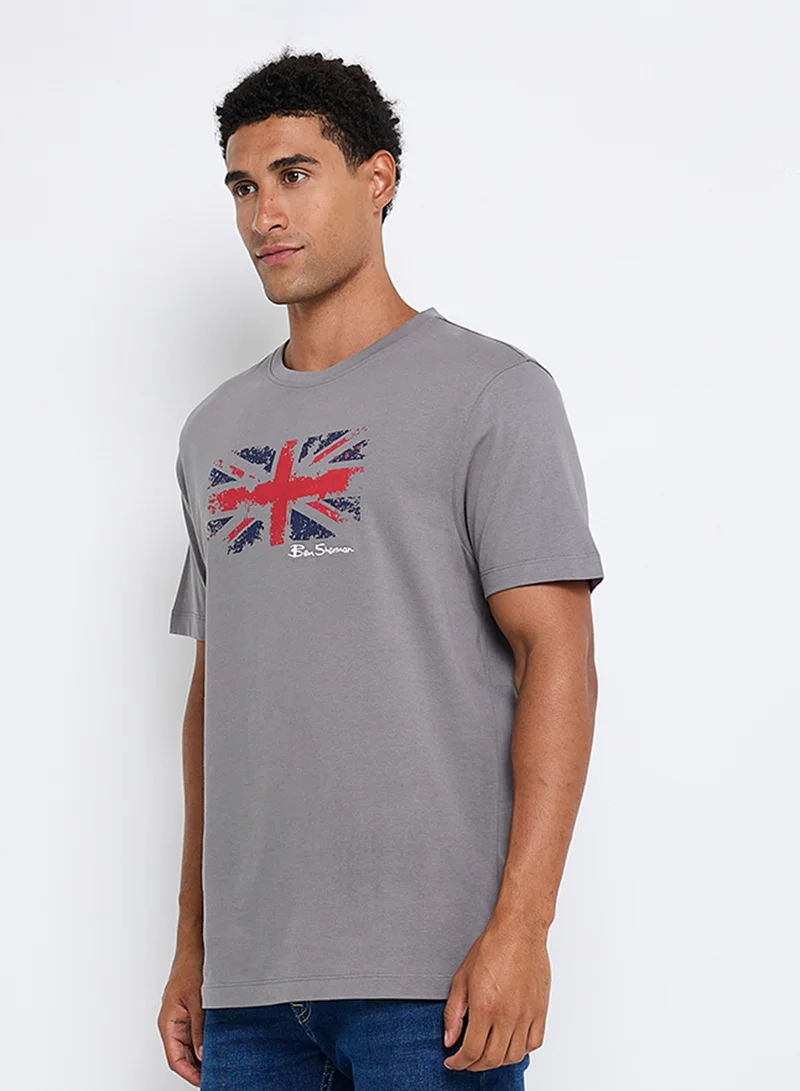 Ben Sherman Pima Cotton Chest Print Crew Neck T-Shirt