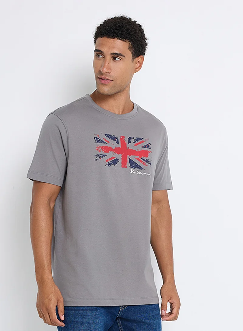 Ben Sherman Pima Cotton Chest Print Crew Neck T-Shirt