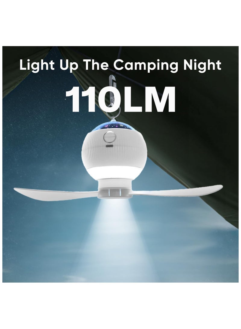 SOLARAE Portable Camping Fan with LED Lantern, Rechargeable Ceiling Fan with Projection Function, Hanging Hook & Remote Control, Camping Essentials Light for Tent Car RV Hurricane Emergency Survival Kit - Image 3