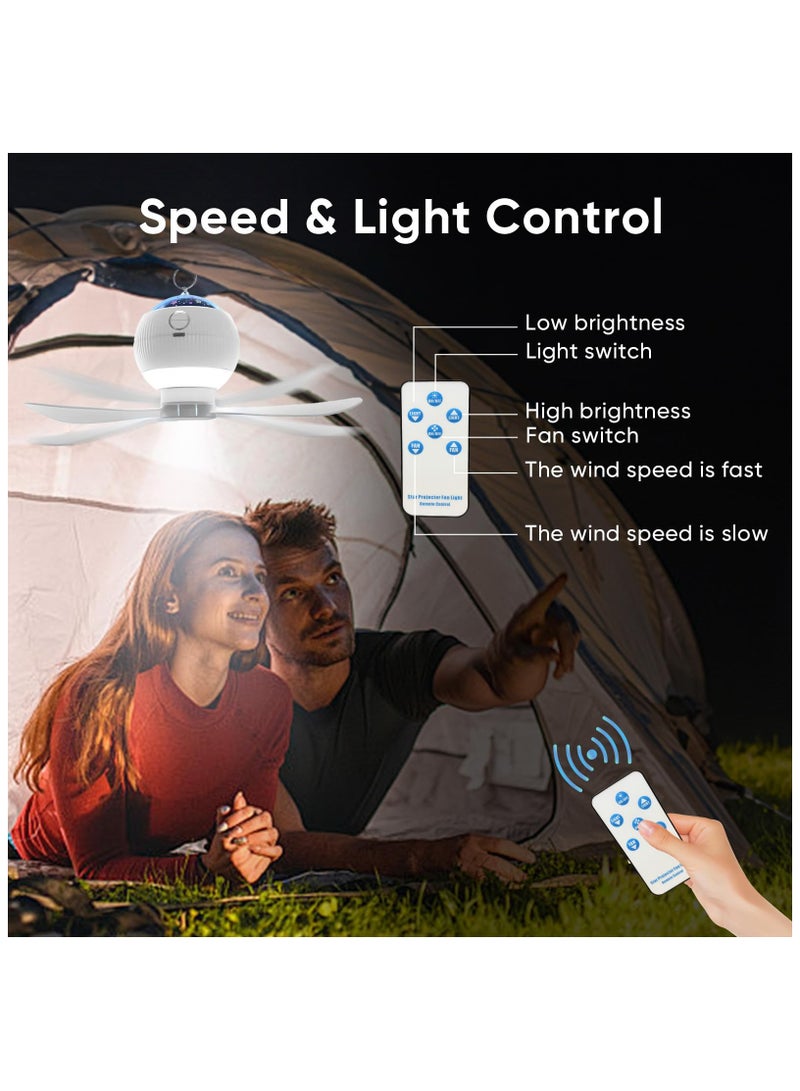 SOLARAE Portable Camping Fan with LED Lantern, Rechargeable Ceiling Fan with Projection Function, Hanging Hook & Remote Control, Camping Essentials Light for Tent Car RV Hurricane Emergency Survival Kit - Image 2