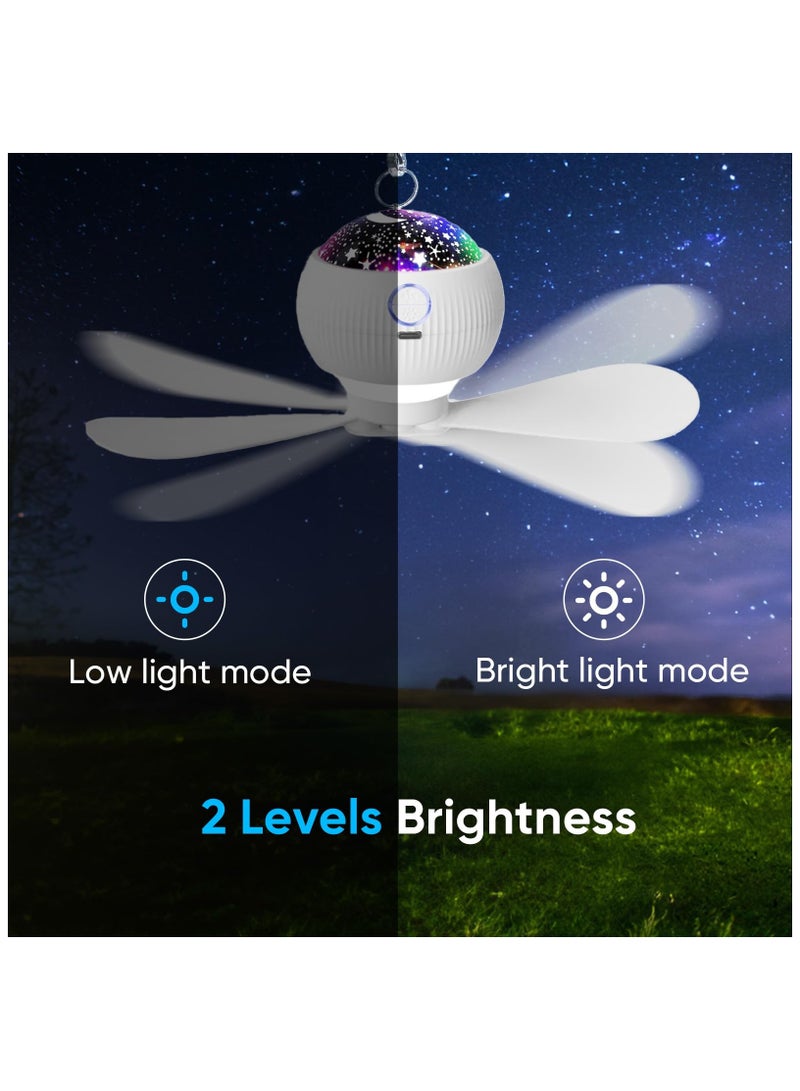 SOLARAE Portable Camping Fan with LED Lantern, Rechargeable Ceiling Fan with Projection Function, Hanging Hook & Remote Control, Camping Essentials Light for Tent Car RV Hurricane Emergency Survival Kit - Image 5