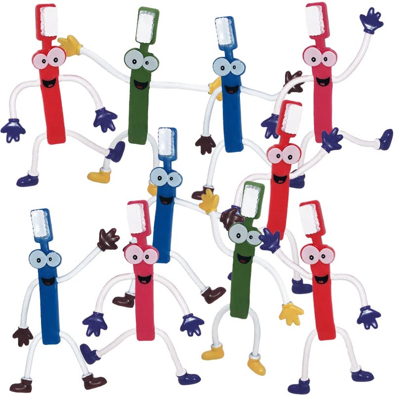 ArtCreativity Bendable Toothbrush Figures 12 Dental Toys for Kids Dentist Office Giveaways Toothbrush Toys Party Favors Stress Relief Fidget Toys Piata Fillers - Image 2