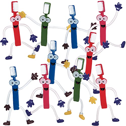 ArtCreativity Bendable Toothbrush Figures 12 Dental Toys for Kids Dentist Office Giveaways Toothbrush Toys Party Favors Stress Relief Fidget Toys Piata Fillers - Image 1