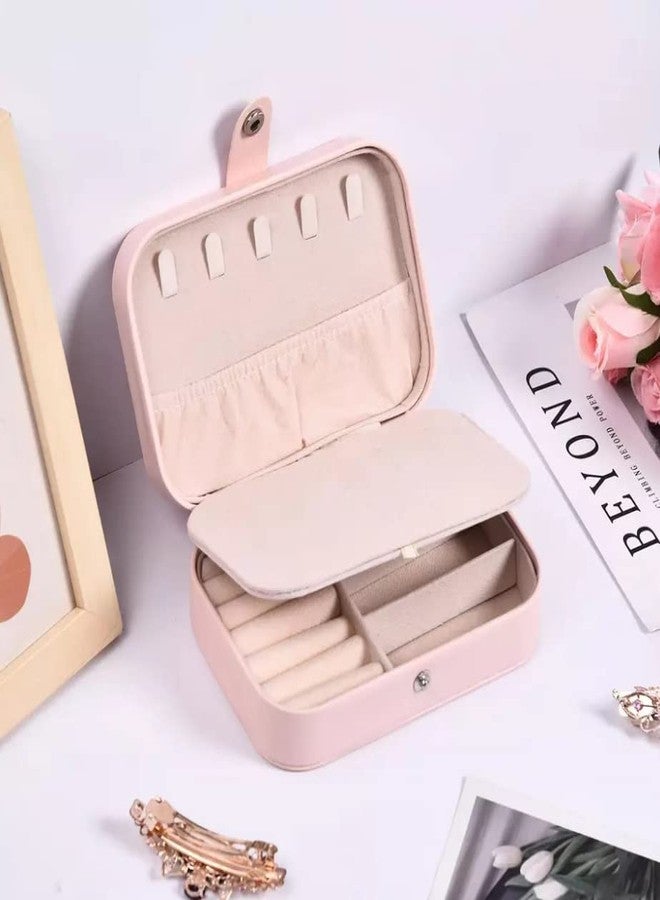 NIGHTSTAR Waterproof Double Layer PU Leather Mini Travel Jewelry Organizer Storage Box for Earrings Rings Necklaces Bracelets (Pink) - Image 2