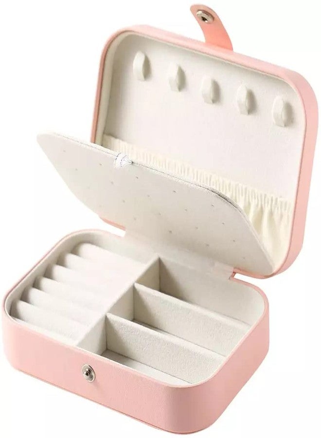 NIGHTSTAR Waterproof Double Layer PU Leather Mini Travel Jewelry Organizer Storage Box for Earrings Rings Necklaces Bracelets (Pink) - Image 1