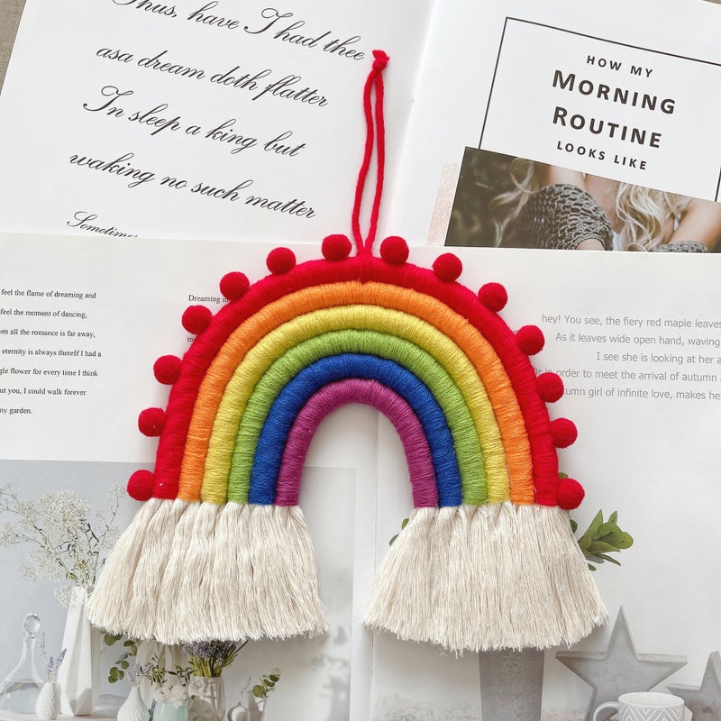 Ins Decoration Nordic Style Home Children'S Room Decoration Pendant Woven Rainbow Hanging Ornament Wall Decoration Hanging Ornament 7 Pieces - Image 2