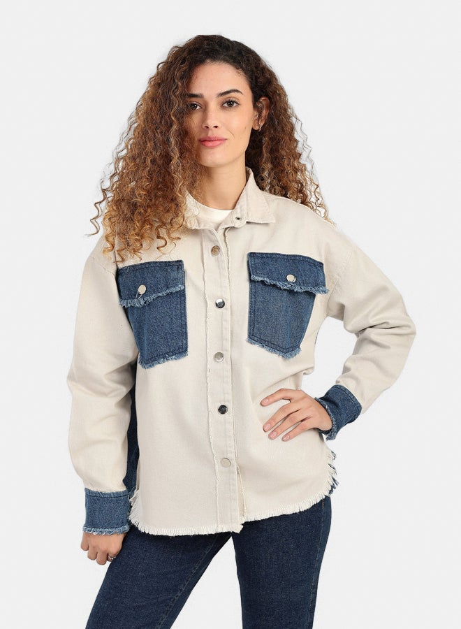 Carina Gabardine & Denim Shirt - Image 1