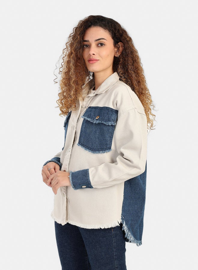 Carina Gabardine & Denim Shirt - Image 2