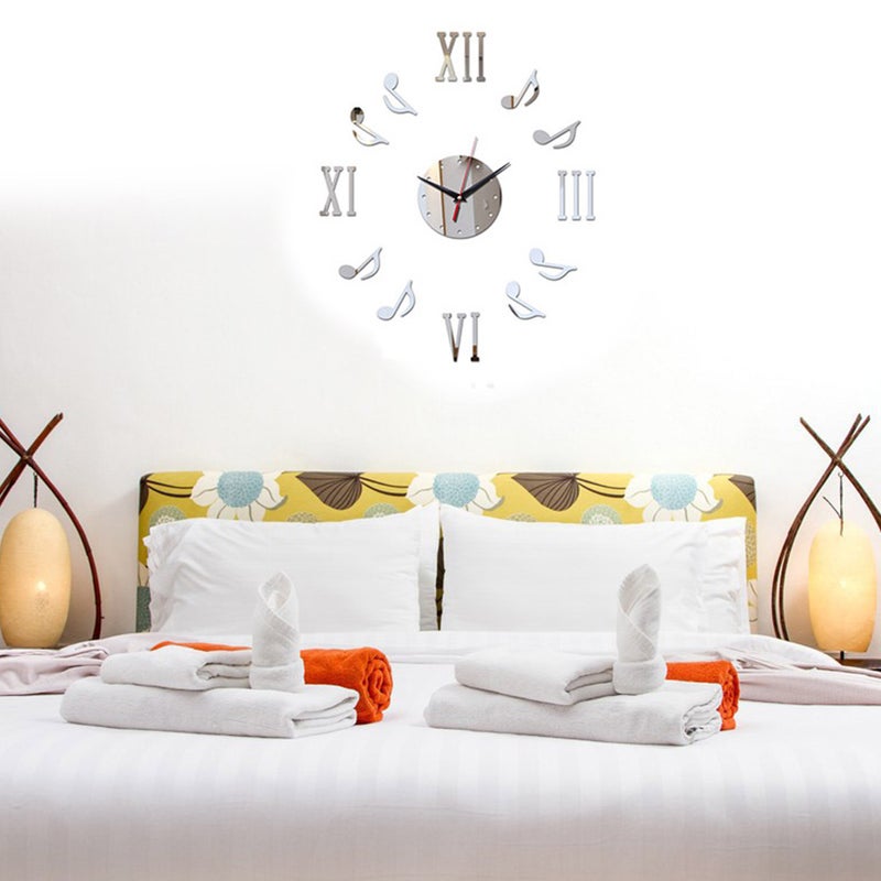 2pcs DIY Round Wall Clock Modern Kitchen Home Decor Note Roman Numerals Shape Wall Sticker Hollow Clock without Battery ( ) - Image 5
