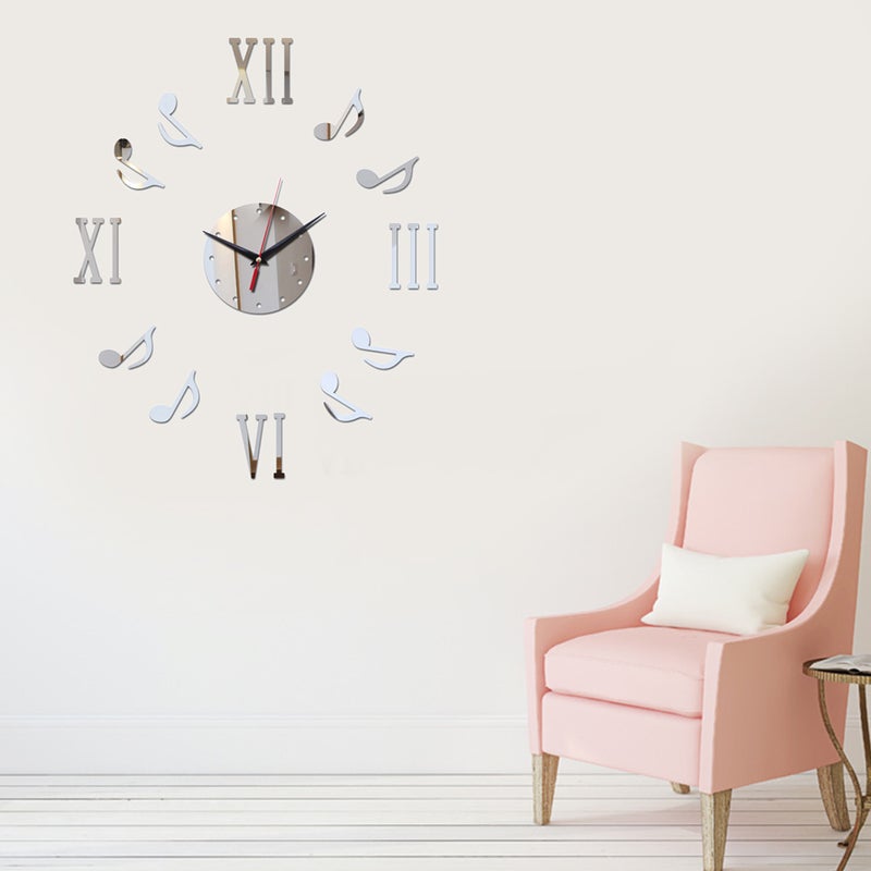 2pcs DIY Round Wall Clock Modern Kitchen Home Decor Note Roman Numerals Shape Wall Sticker Hollow Clock without Battery ( ) - Image 1