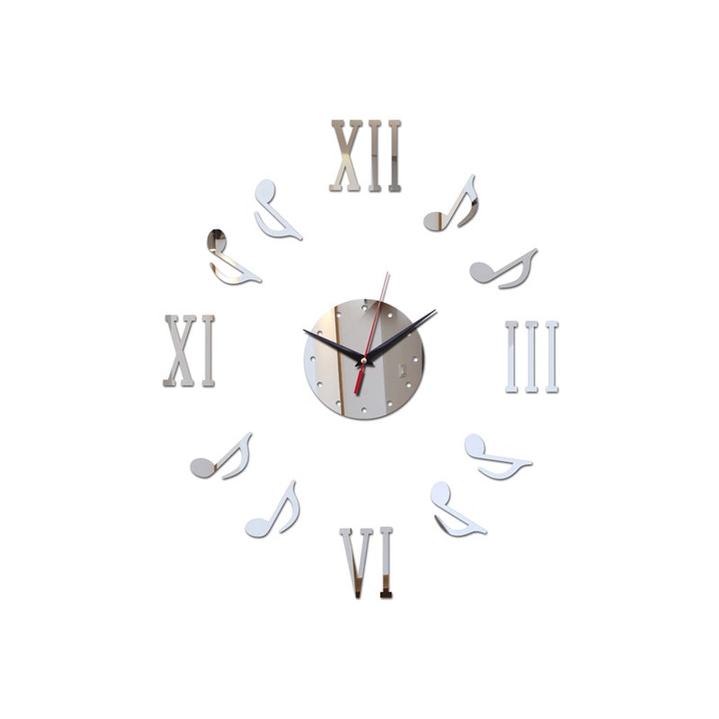 2pcs DIY Round Wall Clock Modern Kitchen Home Decor Note Roman Numerals Shape Wall Sticker Hollow Clock without Battery ( ) - Image 2