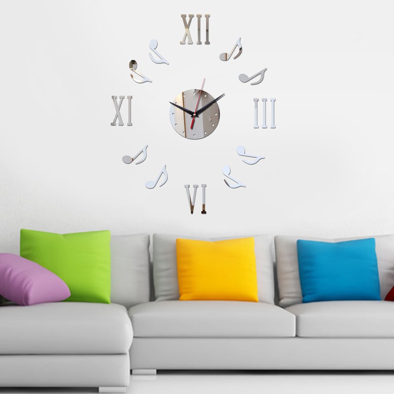 2pcs DIY Round Wall Clock Modern Kitchen Home Decor Note Roman Numerals Shape Wall Sticker Hollow Clock without Battery ( ) - Image 4