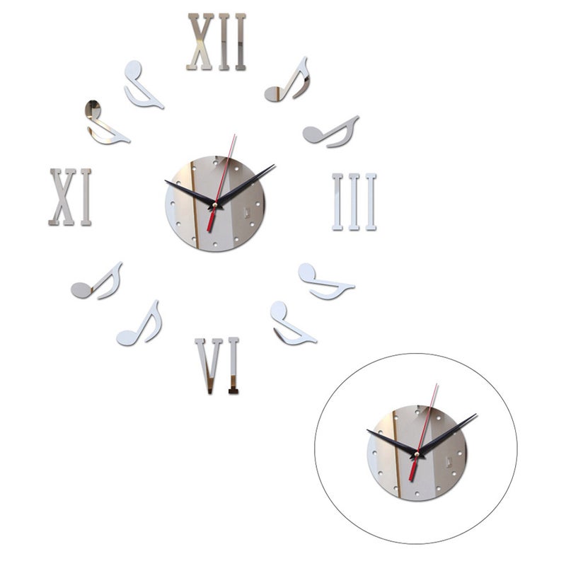 2pcs DIY Round Wall Clock Modern Kitchen Home Decor Note Roman Numerals Shape Wall Sticker Hollow Clock without Battery ( ) - Image 3