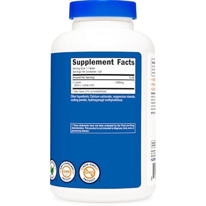 Nutricost L-Lysine 1000mg, 120 Tablets - Gluten Free, Non-GMO, and Vegetarian Friendly - Image 5