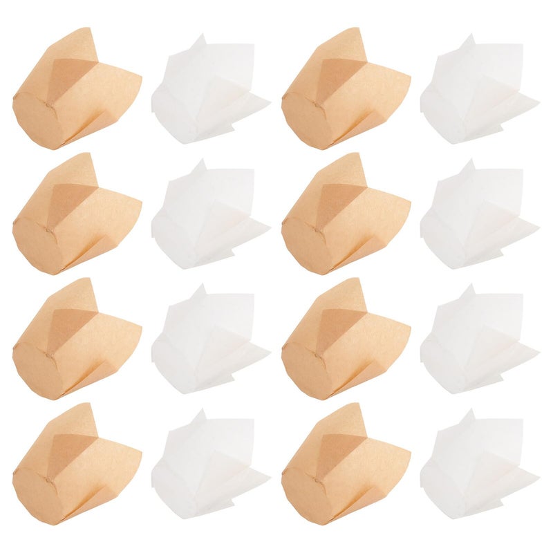 100pcs Natural White Tulip Baking Cupcake Liners High Temperature Resistant Oil Proof Muffin Cake Wrappers - Image 2