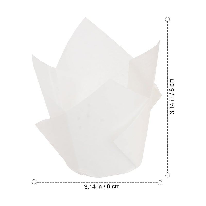 100pcs Natural White Tulip Baking Cupcake Liners High Temperature Resistant Oil Proof Muffin Cake Wrappers - Image 3
