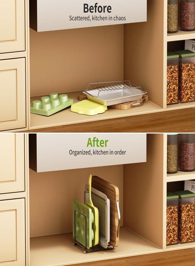 PLUVON Cutting Board Organizer - 4 Slot Kitchen Cabinet Organizer for Pan,Baking sheet,Cookie Sheet with 1.6 Inch Wide Slots(2PC-Large) - Image 4