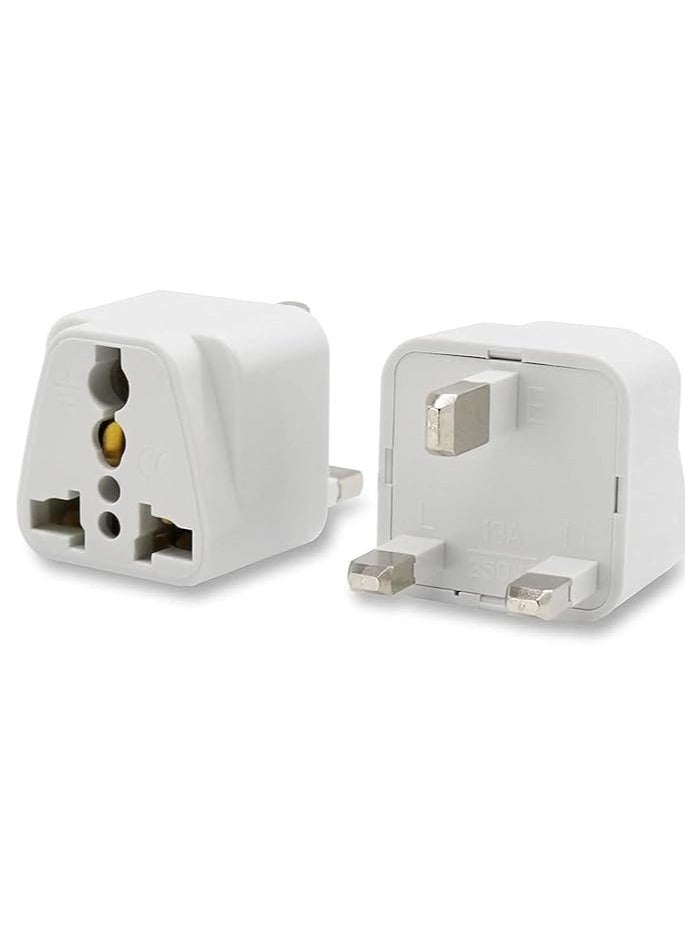 general Travel Adapter [2-Pack] USA/Canada/EU/AU to UAE Dubai UK HK Plug Converter, 3-Pin Travel Adapter Plug, Universal Socket Travel Adaptor Converter for Business Trip Holiday Hotel Airport (White) - Image 1