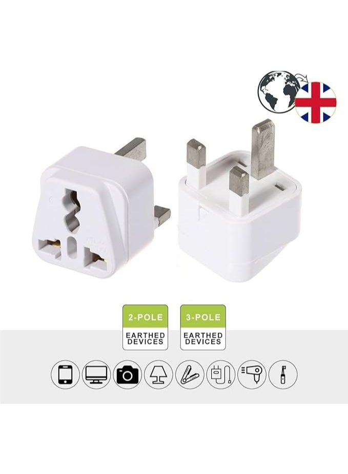 general Travel Adapter [2-Pack] USA/Canada/EU/AU to UAE Dubai UK HK Plug Converter, 3-Pin Travel Adapter Plug, Universal Socket Travel Adaptor Converter for Business Trip Holiday Hotel Airport (White) - Image 4